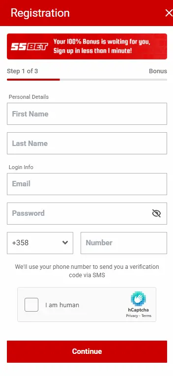 55Bet Casino reg